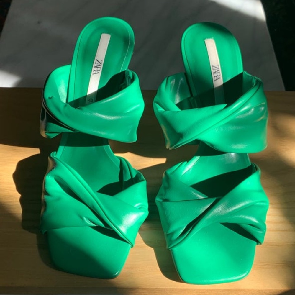 Zara Faux Leather Heel Sandals